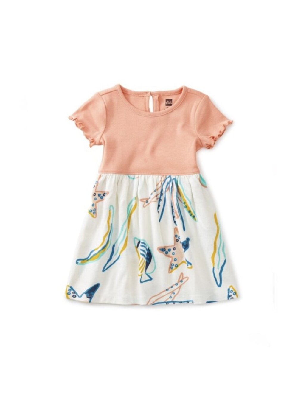 NWT Tea Collection Print Mix Empire Dress Caribbean Reef 3-6 Months